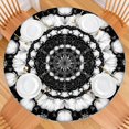 thumbnail image 2 of Black White Tie Dye Mandala Pattern Round Fitted Tablecloth with Elastic Edge,Dining Table Cover Waterproof,Outdoor Round Tablecloth for Camping,Dining,Indoor and Outdoor, 2 of 7