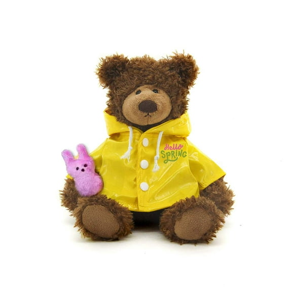 Made by Aliens Easter Stuffed Animal with Bunny Carrot Soft Lovely Realistic Sitting Plush Toys Personalized Gift - Custom Text on Raincoat 12 Inches