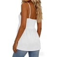 thumbnail image 5 of LIZUOJUN Womens Tank Tops Solid Color Pleated Spaghetti Strap V-Neck Cami Top Summer Dressy Trendy Sleeveless Loose Fit Tops White L, 5 of 6