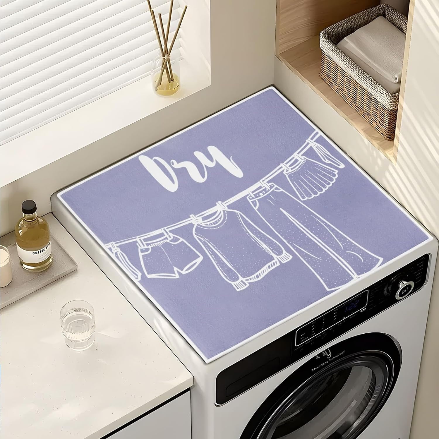 2 PCS Washer and Dryer Covers for the Top, 23.6x19.7inch Washer and Dryer Top Protector Mat, Non-Slip Dustproof Washable Pad for Laundry Room Kitchen