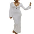 thumbnail image 1 of Contrast Color Women‘s Long Knit Dress, 1 of 7