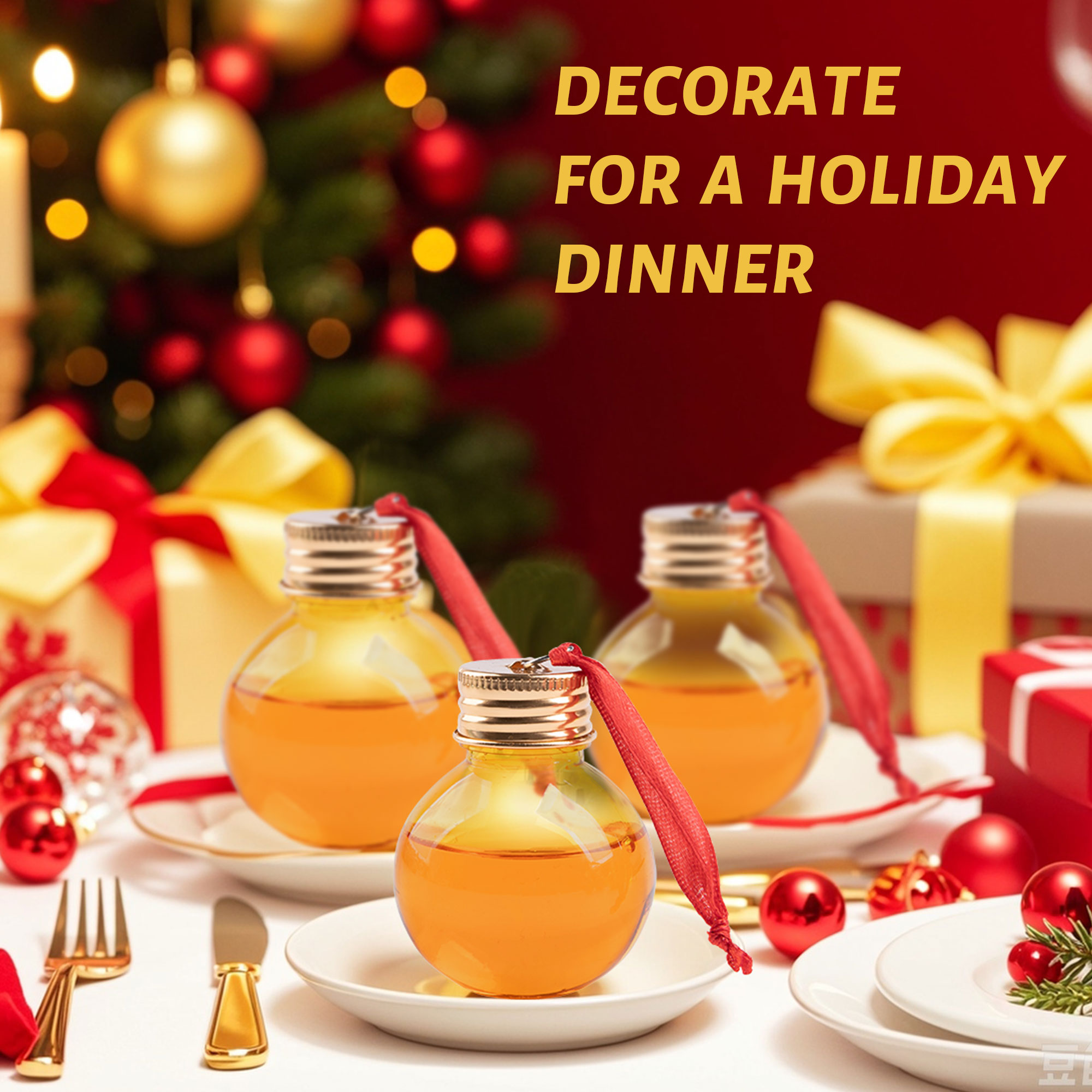 Fillable Clear Plastic Ornament Balls, 6-Piece Set, 50 ml Capacity, Hanging Christmas Tree Decorations for Holiday Crafts and Gift Exchanges