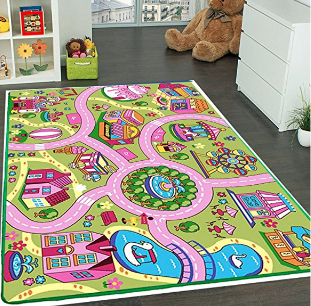 Kids Rug Fun Land Play Rug 3' X 5' Children Area Rug Non Skid Gel