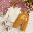 thumbnail image 6 of Huowey Girls Overalls Outfits Long Sleeve Ruffles Bodysuit,Suspender Pants,Headband 3 PC Set Cartoon Birthday Party Photo Fall Winter Clothes Cozy Outfit,Yellow,6-12 Months, 6 of 8