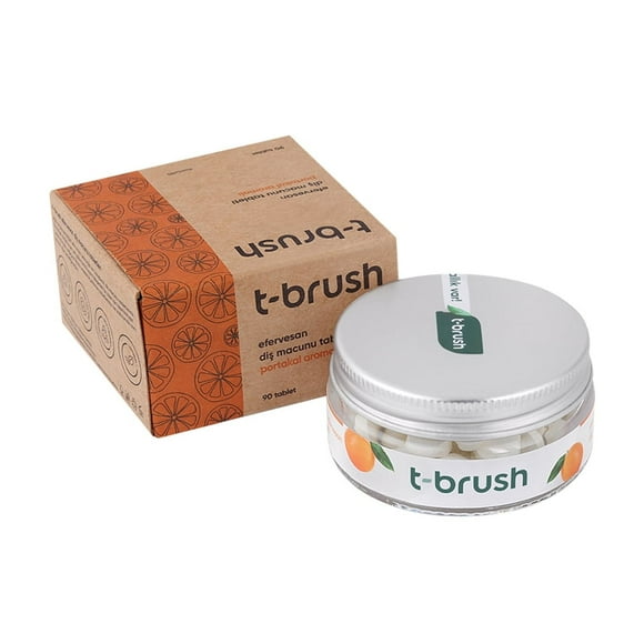 T-Brush Portakal Aromalı Diş Macunu Efervesan Tablet Florürsüz 90 Adet