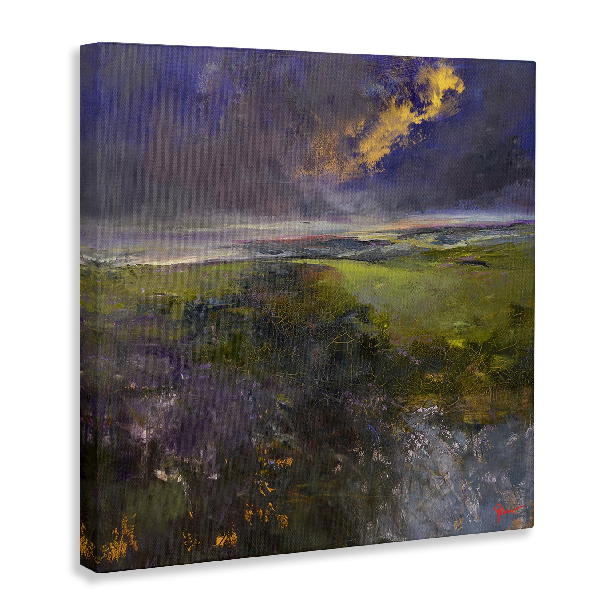 Stupell Industries Gilded Landscape Abstract Landscape & Nature Painting Wrapped Canvas Art Print Wall Art, 30 x 30