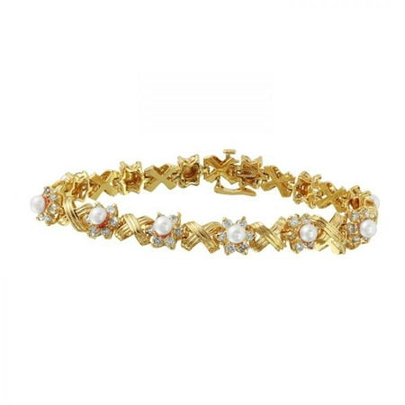 Foreli 2.52Pearl And Diamond 14K Yellow Gold Bracelet