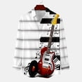 thumbnail image 3 of Camisas Para Hombre Manga Larga Camisa de manga larga con cuello vuelto y estampado de música informal para hombre (White, M), 3 of 7