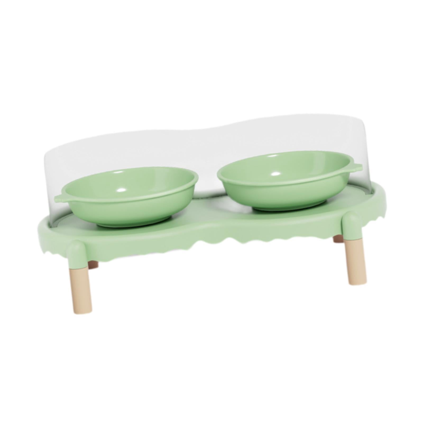 FashionCha Ceramic Elevated Cat Bowls Feeding Bowls Cat Dishes for Puppies Kittens Cats Green