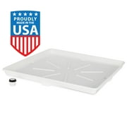 Camco Washing Machine Drain Pan with PVC Fitting - Measures 30" OD x 28", White (20762)