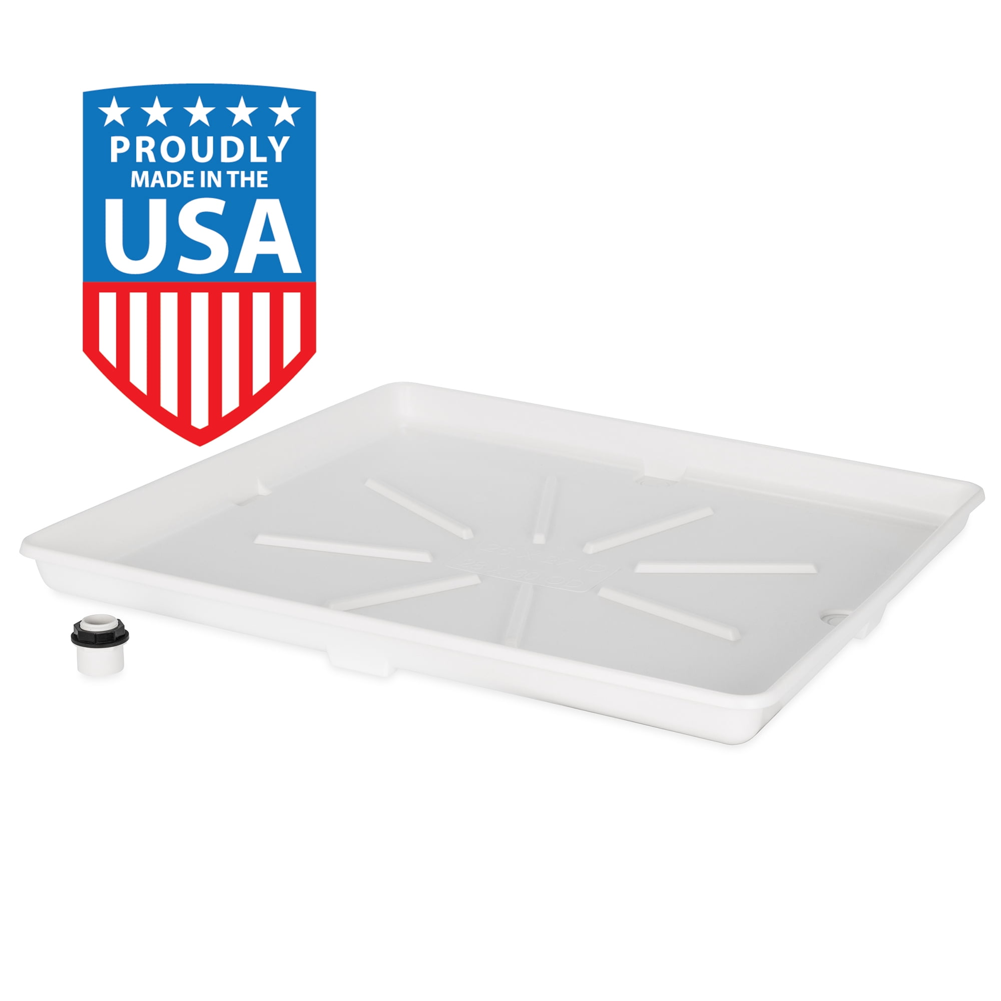 Camco Washing Machine Drain Pan with PVC Fitting - Measures 30" OD x 28" (20762)