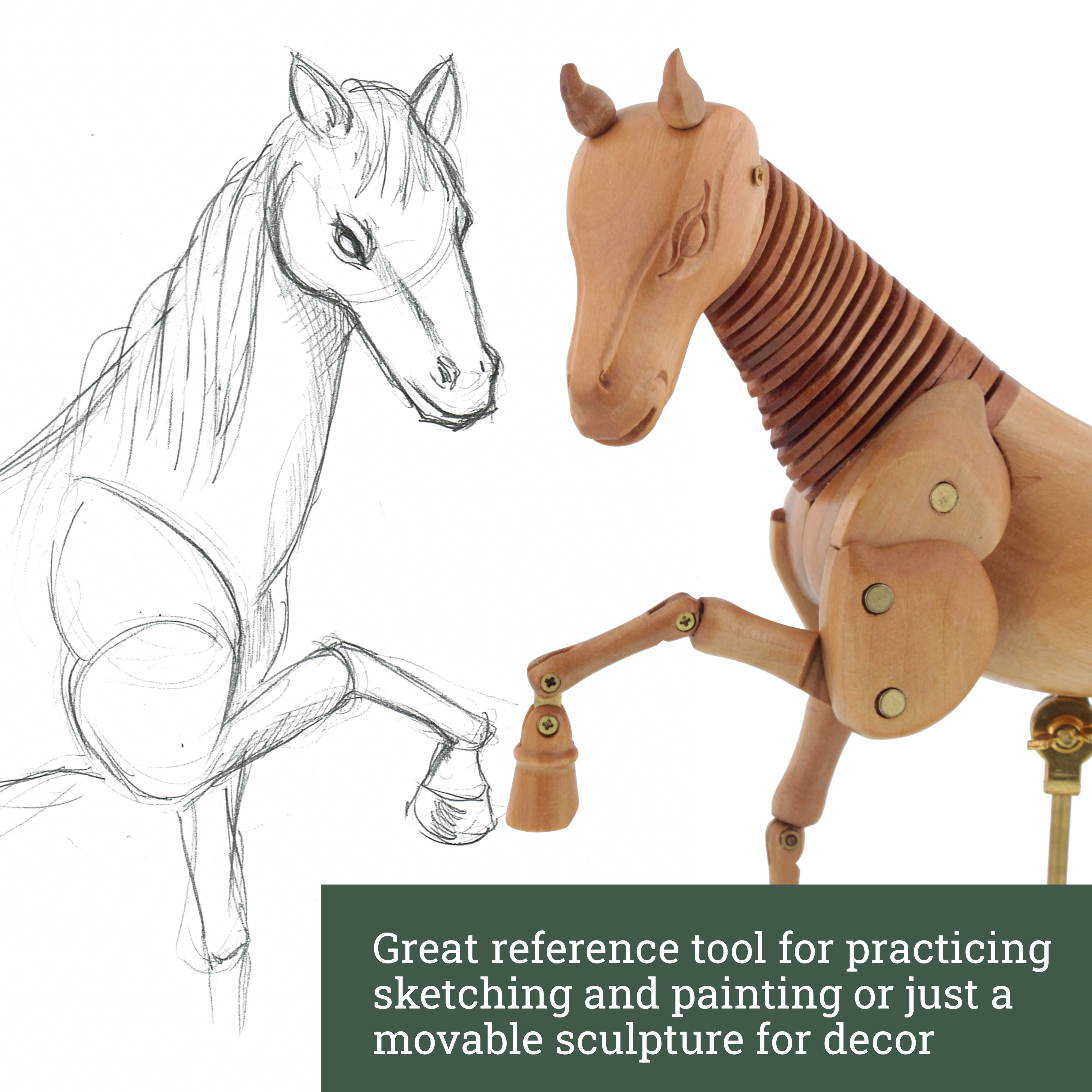 US Art Supply Wooden Horse Artist Drawing Manikin Articulated Mannequin (8" Horse)