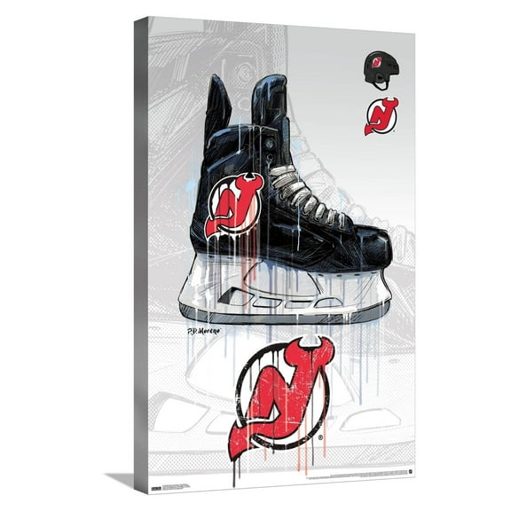 NHL New Jersey Devils - Drip Skate 21 Canvas Wall Poster, 14.725" x 22.375"