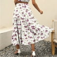 thumbnail image 4 of adviicd Skirts for Women Mini Skirts for Women Line Boho Tiered Dress Beach Printing Elastic A Skirt Waist Long Maternity Skirts for Women, 4 of 5