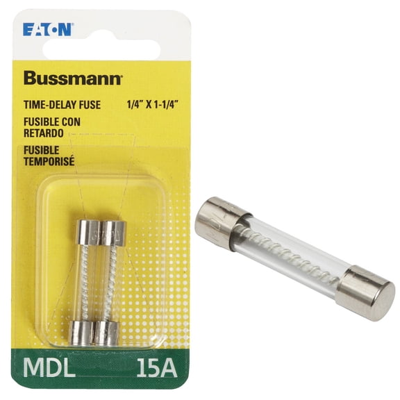 Bussman BP/MDL-15 15 Amp Glass Tube Time Delay Fuse 2 Count