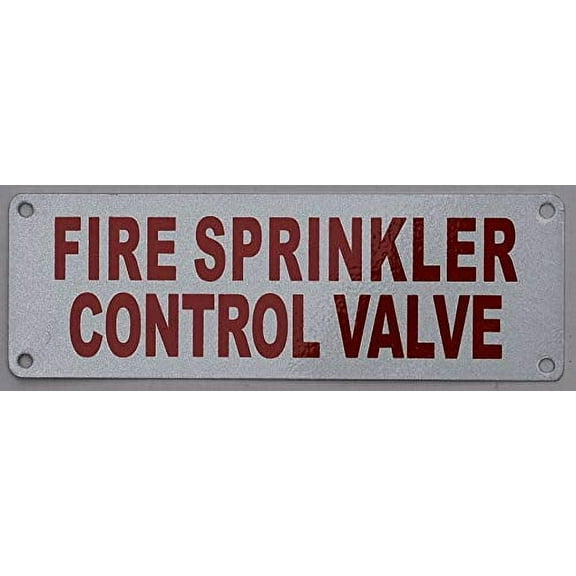 FIRE Sprinkler Control Valve Sign (White, Reflective !!, Aluminium 2X6)(ref-2022-4)