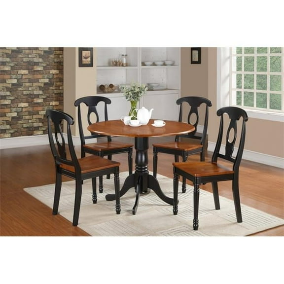 East West Furniture Dublin 3-piece Dining Set with Wood Seat in Black/Cherry