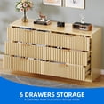 thumbnail image 3 of Dextrus 6-Drawer Double Dresser, MDF Fluted Chest of Drawers Storage Cabinet, Natural, 3 of 8