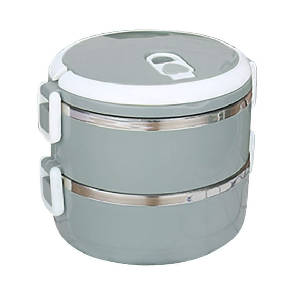 ZZkhGo 1400 ml Two-Layer Stainless Steel Insulated Bento Lunch Box Leak-Proof Hot Food Container Removable Seal Lock Clip Portable Thermos Food Storage 14 x 14 x 13 cm
