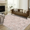 thumbnail image 3 of FairOnly Pink 8'x10'Machine Washable Vintage Floral Printed Low Pile Area Rug Non Slip Stain Resistant Foldable Floor Carpet for Living Room Bedroom, 3 of 7