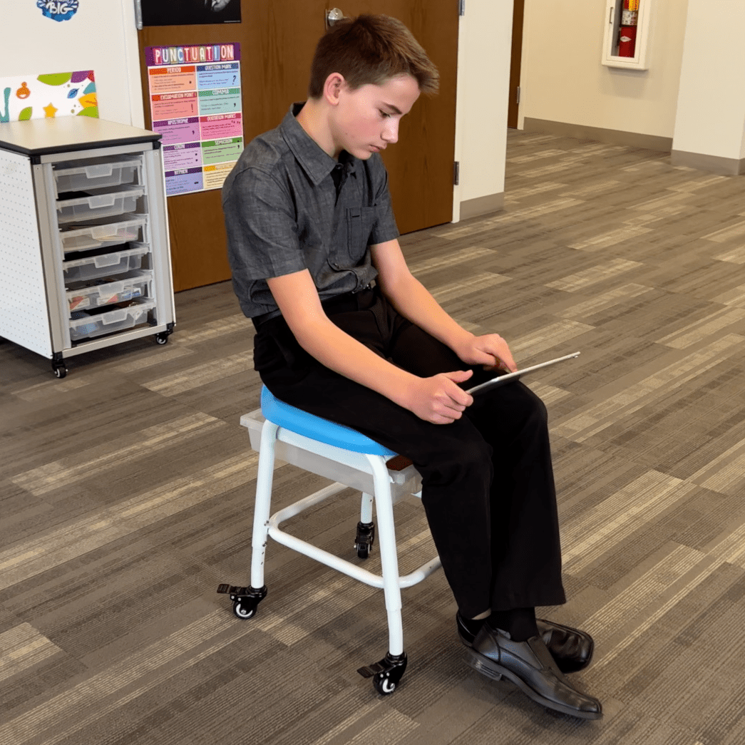 LUXOR MBS-STOOL-2 Adjustable-Height Stackable Classroom Stool with Wheels and Storage