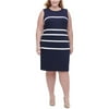 Tommy Hilfiger Womens Pique-Knit Striped Sheath Dress, Blue, 22W