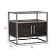 thumbnail image 5 of Benjara Chek 26" Side Table NightStand-2 Doors-1 Shelf- Dark Brown-Silver Steel, 5 of 6