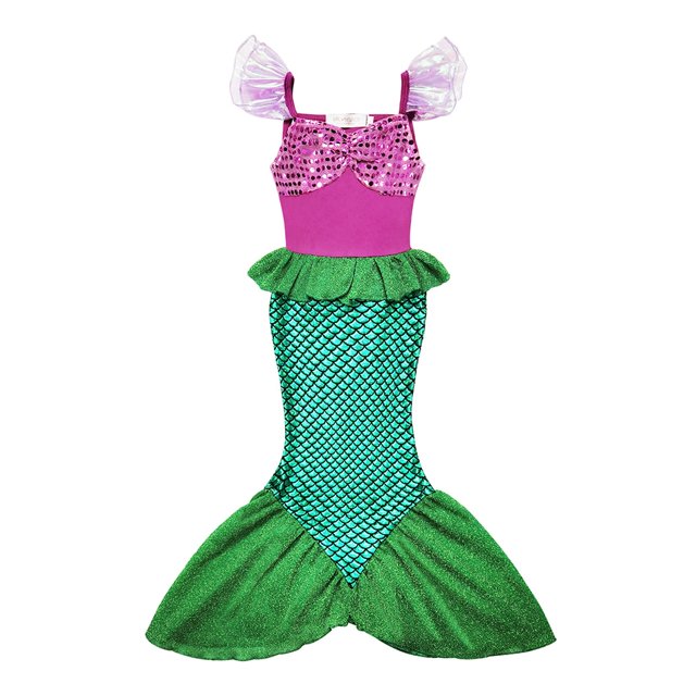 Vestido de princesa Ariel de La Sirenita para niños, disfraz de Cosplay para niñas, fiesta de cumpleaños de Halloween, ropa de verano de hadas, VestidoXL Gao Jinjia LED