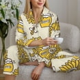 thumbnail image 6 of Uemuo Cartoon Honey Pot Bee Sunflower Pattern Womens Pajama Sets,PJ Set for Women,Pajamas for Women Logo,Long Sleeve Pajama Set for Women,Soft Long Sleeve Top With Pants-X-Large, 6 of 9