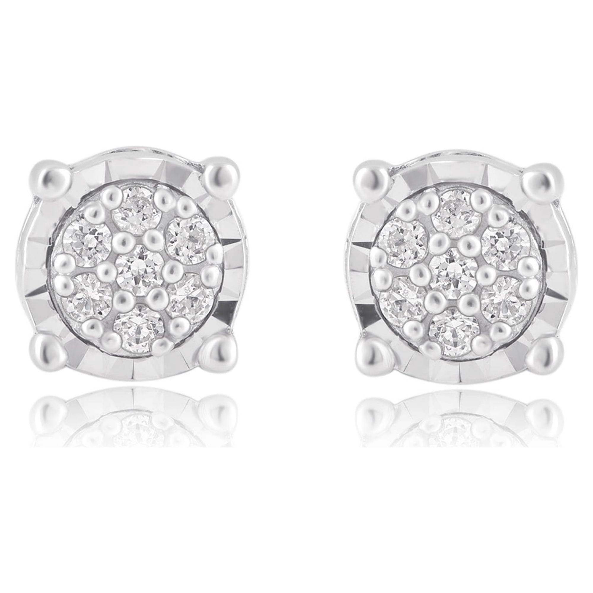 Brilliance Fine Jewelry 1/10 Ct Round Diamond Composite Stud Earrings in Sterling Silver