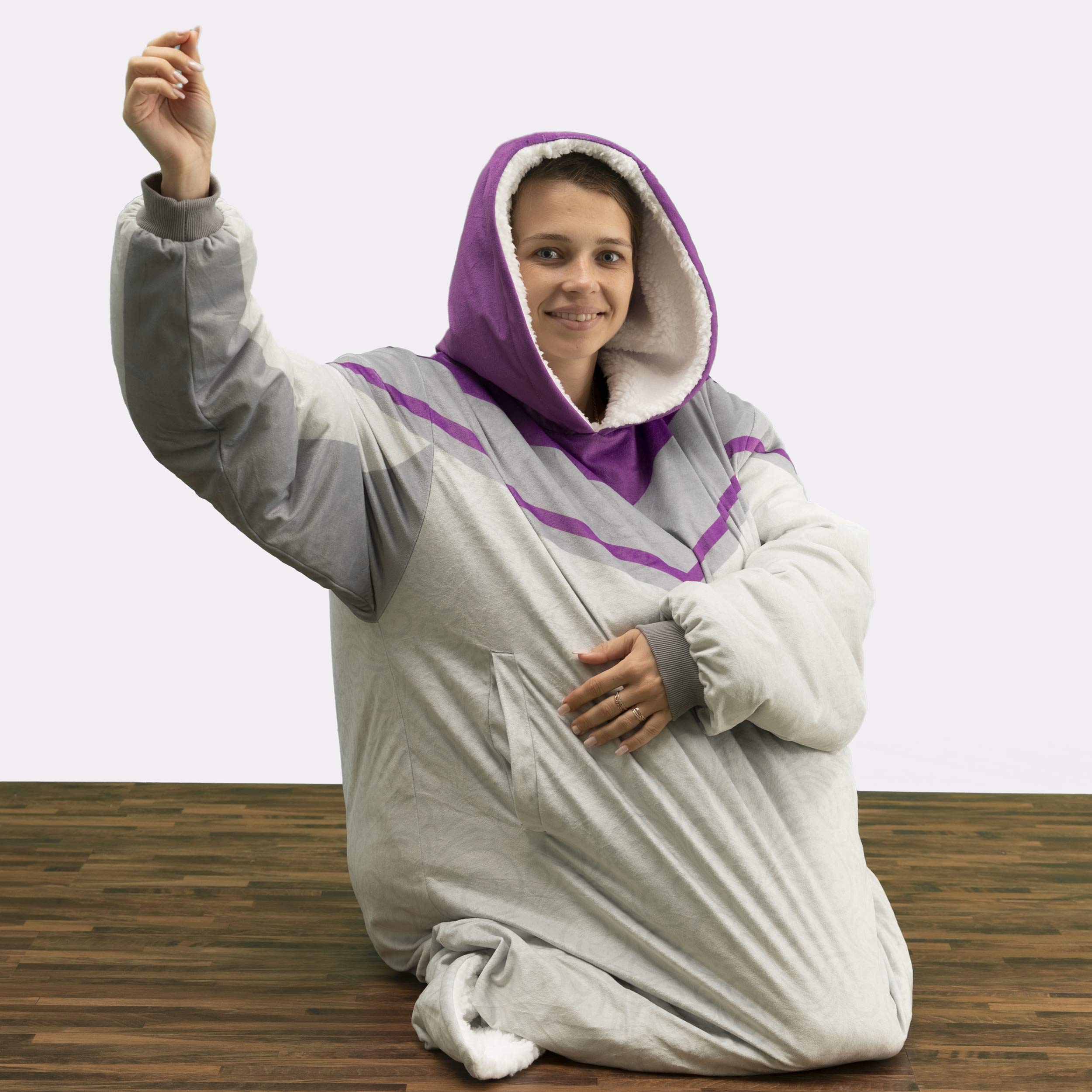 a.Jesdani Robes for Women Plush Robe Hooded Fleece Robe Wearable