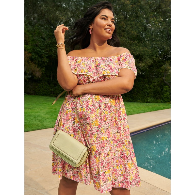 Terra Sky Women s Plus Size Off The Shoulder Dress Walmart