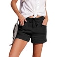 thumbnail image 3 of Women'S High Waist Tie Front Loose Wide Leg Shorts with Pockets Casual Summer Black L, 3 of 8