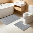 thumbnail image 4 of Vacemry Bathroom Toilet Rug Set 2-Piece, Non Slip U-Shape Latex Bath Mat, Absorbent Quick-Dry Floor Carpet, Velvet Fleece Bathroom Rugs For Toilet Shower Tub Washable Decor, 4 of 6