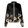 thumbnail image 4 of BDPORKAS Women's Ultra Soft Stretch Zip Up Scrub Jacket Floral Print Long Sleeve Scurbs Tops, 4 of 5