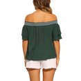 thumbnail image 3 of INSPIRE CHIC Women's Off Shoulder Tops Ruffles Sleeves Smocked Summer Beach Boho Casual Blouses XS Dark Green, 3 of 6