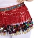 thumbnail image 3 of Bufanda de la cadera de la forma de la onda de la danza del vientre de las mujeres de señora con las lentejuelas del diamante artificial de las moneda rojo Macarena Bufanda de cadera para danza del vientre para mujer, 3 of 8
