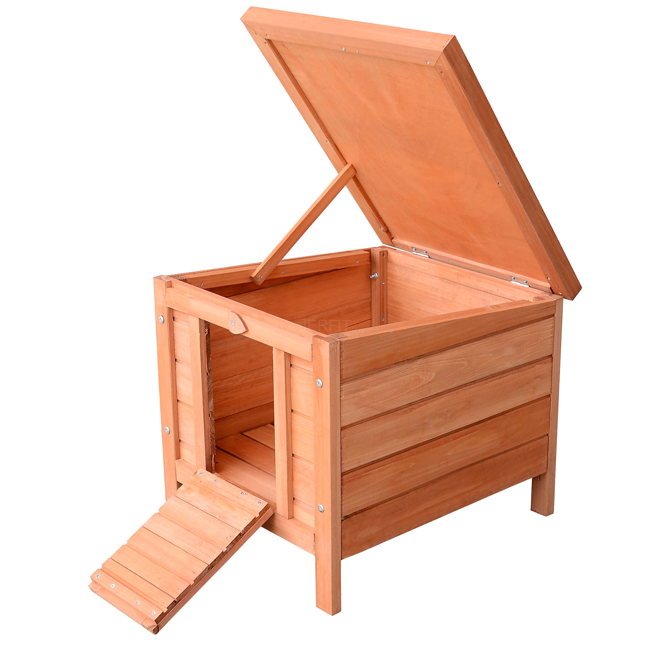 JERFIT Outdoor Rabbit Hutch with Waterproof Roof, Small Animal Cage Wooden House for Rabbits, Guinea Pigs, Ducks, Puppies, Raised Floor, Easy-Clean, Weather Resistant, Natural