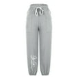 thumbnail image 3 of ameIAEA Cotton Linen Pants for Women Wide Leg Loose Drawstring Pants Elastic Waisted Print Trousers, 3 of 4