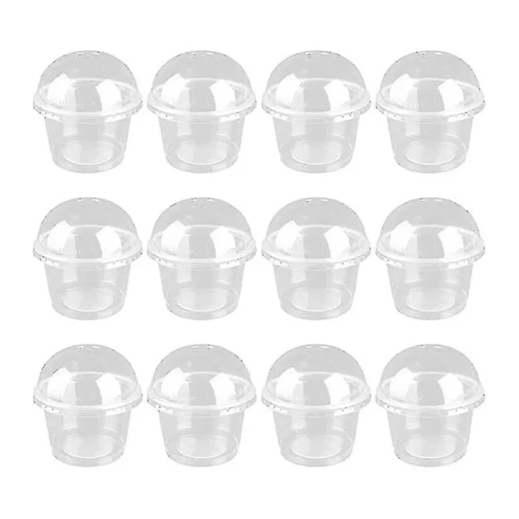 100pcs 250ml Fruit Cups With Lid Small Lids Dome Ice Cream Yogurt Containers Baking Supplies For Kids Perfect- Disposable Dessert Cups Clear Salad Cup