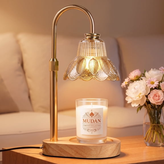 Candle Warmer Lamp with Timer Dimmable, Electric Candle Warmer with Adjustable Height, Gifts for Women Mother's Day Christmas Home Decor, Gold