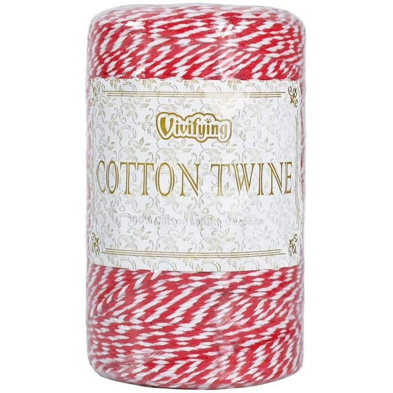 Vivifying Red and White Twine, 656 Feet 2mm Cotton Bakers Twine