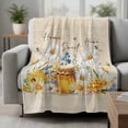 thumbnail image 2 of White Daisy Blanket Soft Cozy Warm Twin Blanket for Bed, Plush Fuzzy Flannel Fleece Blankets for Sofa, Spring Floral Bees Elegant Pastoral Botanical Throw Blankets for Couch, Gifts for Men, 60"x80", 2 of 9