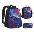 thumbnail image 2 of Naloa Starry Sky Turtle Print Large Capacity Backpack Lunch Bag Pencil Case Combination 3 Piece Set for Student, 2 of 8