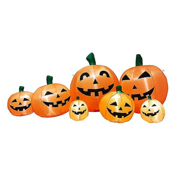 7 Halloween Inflatable Smiley Pumpkin Led Seven Siamese Pumpkin Lantern Simulation Pumpkin Family Inflatable Model