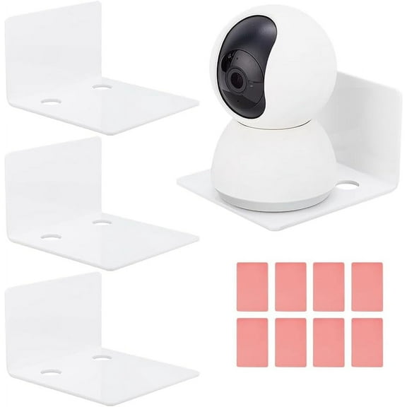 4Pcs Adhesive Wall Shelves 10cm Mini Floating Shelves Acrylic Hanging Shelves Small Display Ledges with Stickers
