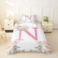 thumbnail image 2 of Catabedysis Flower Alphabet Print Twin Duvet Cover,Rustic Plant Letter N Design Twin Bedding For Girls,Pink Reversible,2pcs,1 Duvet Cover and 1 Pillowcase, 2 of 6
