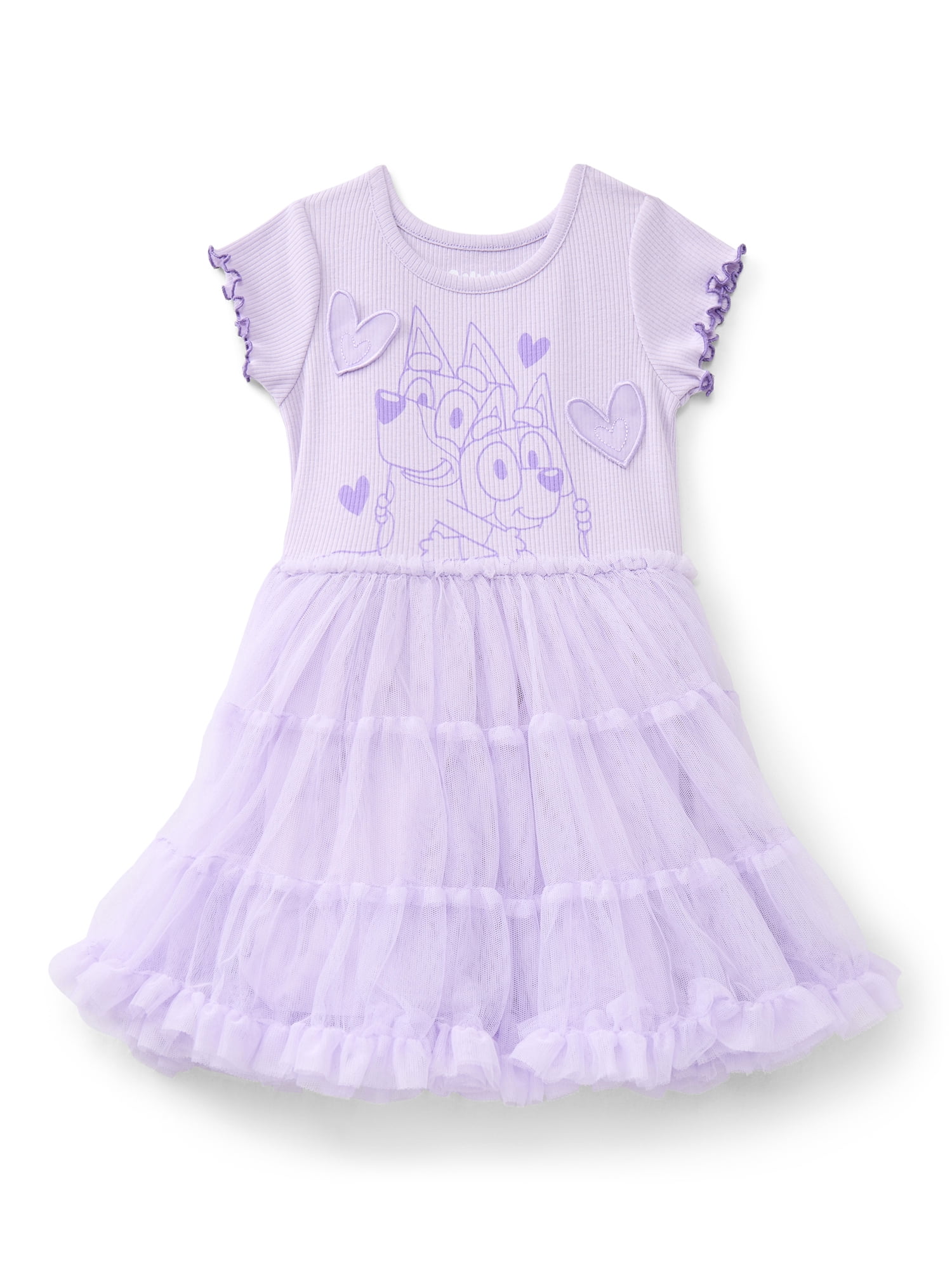 Bluey Toddler Girls' Graphic Tutu Dress with Short Sleeves, Sizes 12M-5T