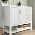 thumbnail image 3 of Emma + Oliver 42 Inch Bathroom Vanity, Single Sink Cabinet with 2 Soft Close Doors, Open Shelf and 3 Drawers, Carrara Marble Finish Countertop, White, 3 of 12