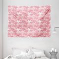 thumbnail image 1 of Rose Tapestry, Pattern with Peony Foliage Hand Drawn Illustration Blissful Spring Theme, Wall Hanging for Bedroom Living Room Dorm Decor, 80W X 60L Inches, Rose Magenta and White, by Ambesonne, 1 of 2